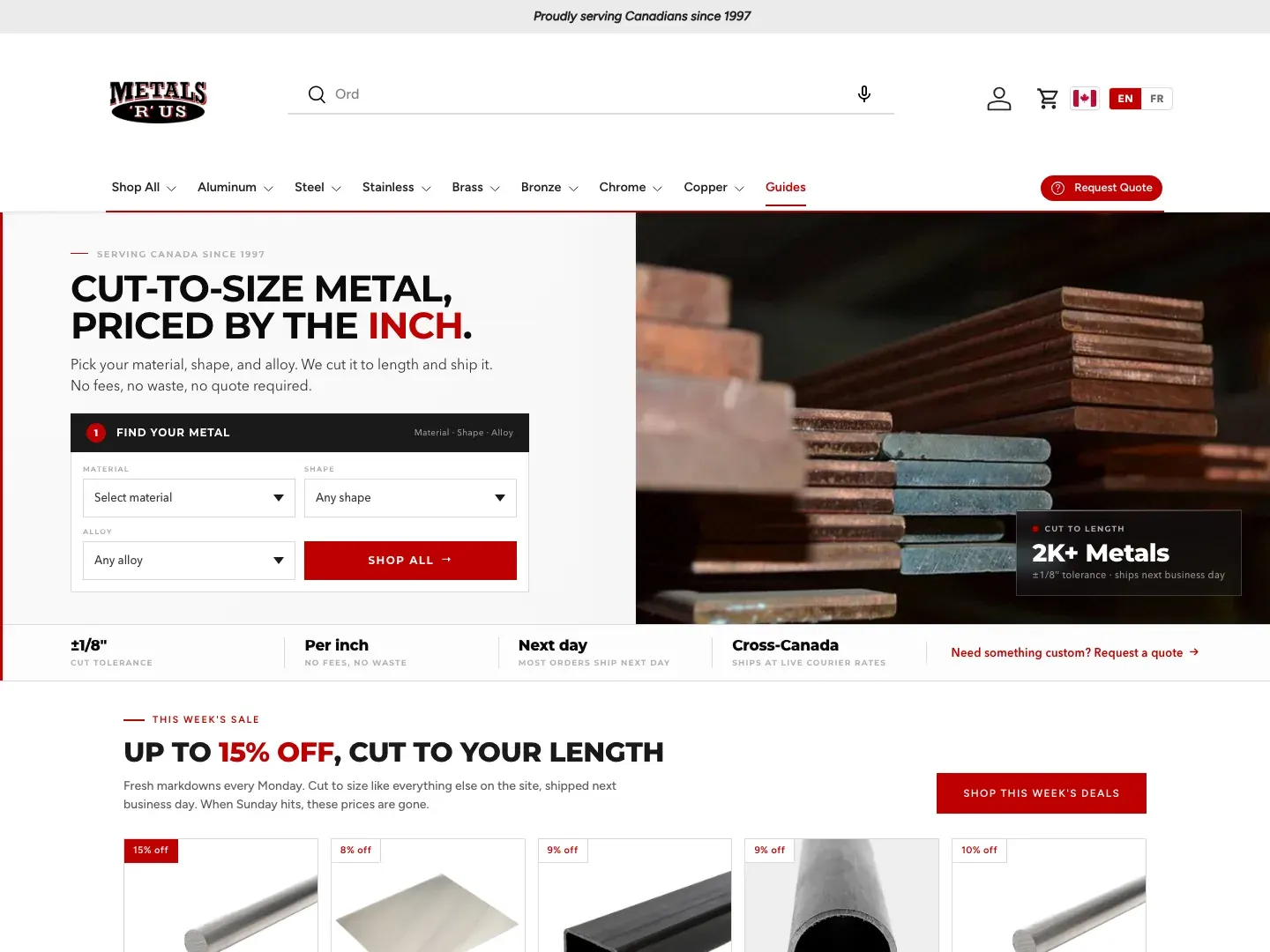 The Metals R Us homepage